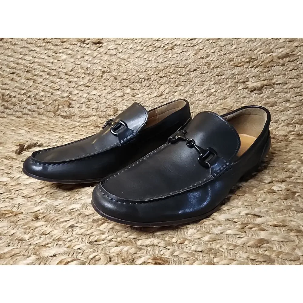 Kenneth Cole Collin Bit Loafer Dress Shoes Size 9.5 Black Leather New York